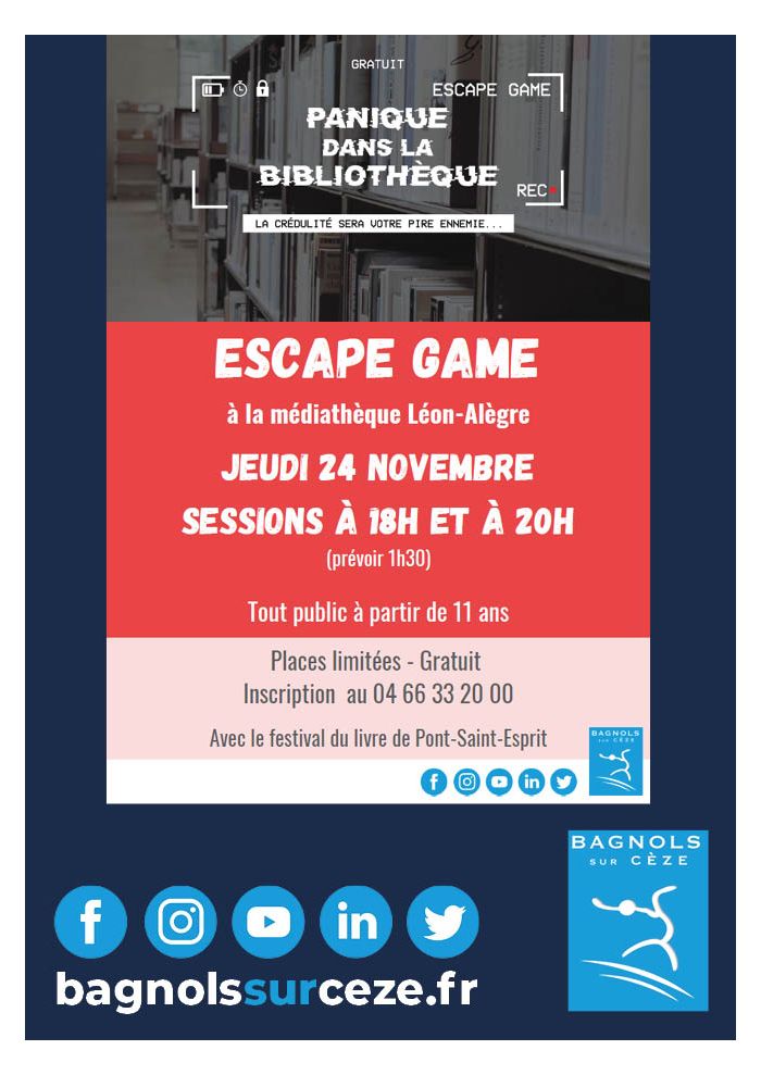 Escape game à la Médiathèque Léon-Alègre